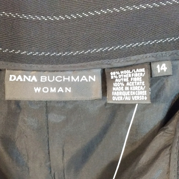 Dana Buchman Woman Annie Black Stripe 98% Wool Career Business Pants Size 14 - Picture 8 of 13